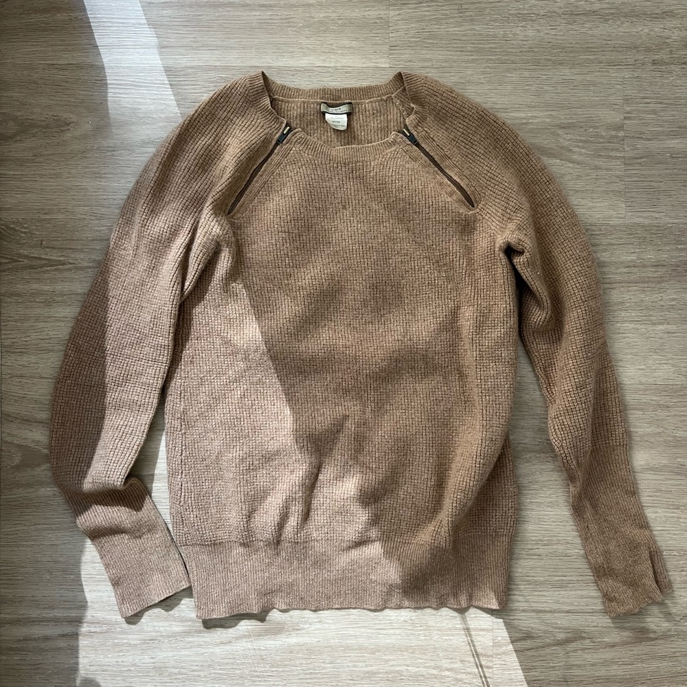 J. Crew Camel Cashmere Sweater with Zippers M